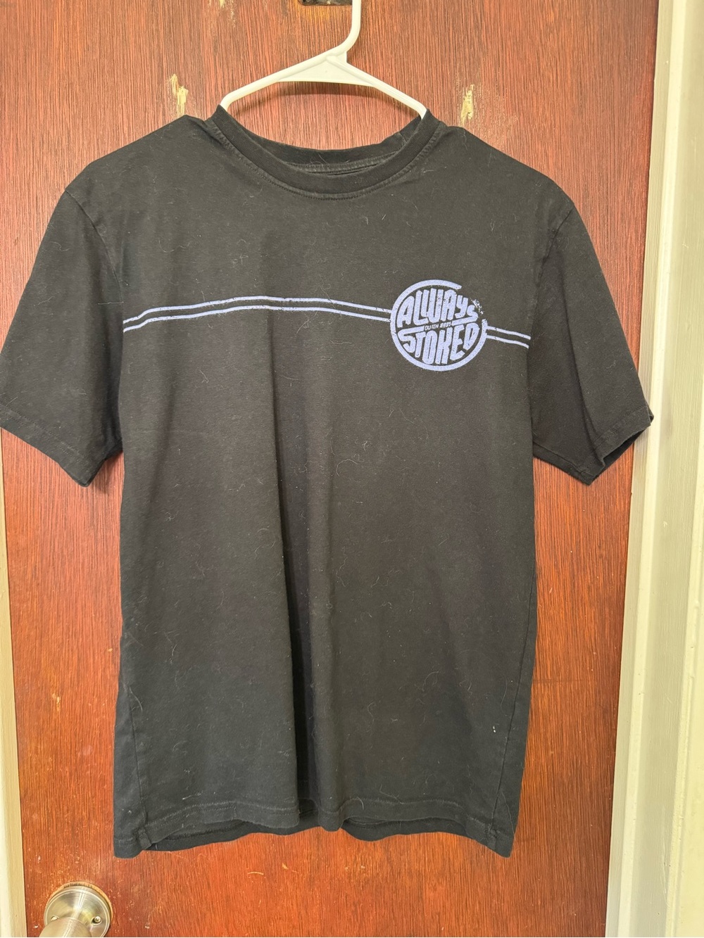 Dutch Bros Black Short Sleeve Tee with Light Blue 'Always Stoked' Logo